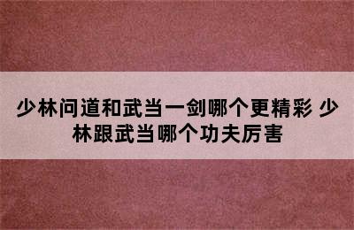 少林问道和武当一剑哪个更精彩 少林跟武当哪个功夫厉害